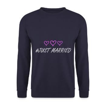 Coeurs de mariage juste mariés - Sweat-shirt Unisexe - marine - Devant - Alina (178cm) & Michal (187cm)