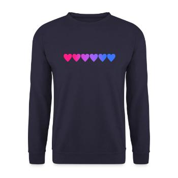 Bisexuelle Herzen - bisexuelles LGBT CSD - Unisex Pullover - Navy - Vorne - Alina (178cm) & Michal (187cm)