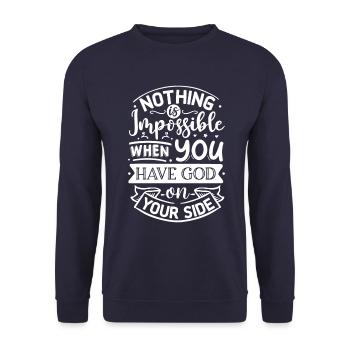 Nothing Is Impossible When You Have God Saying - Unisex Sweatshirt - navy - Front - Alina (178cm) & Michal (187cm)