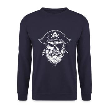 Pirate Skull - Unisex Sweatshirt - navy - Front - Alina (178cm) & Michal (187cm)