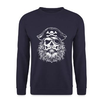 Pirate Skull - Unisex Sweatshirt - navy - Front - Alina (178cm) & Michal (187cm)