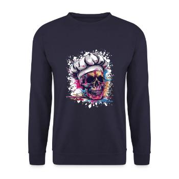 Chef Chef Skull - Unisex Sweatshirt - navy - Front - Alina (178cm) & Michal (187cm)