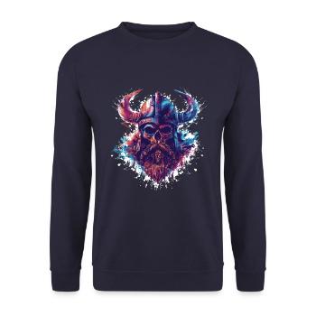 Viking Skull - Unisex Sweatshirt - navy - Front - Alina (178cm) & Michal (187cm)