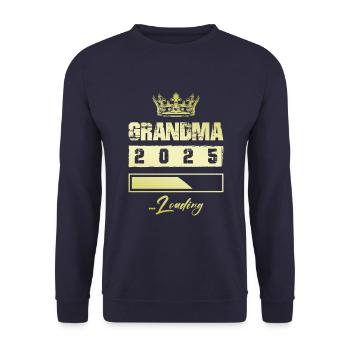 Oma 2025 Loading Grandma - Unisex Pullover - Navy - Vorne - Alina (178cm) & Michal (187cm)