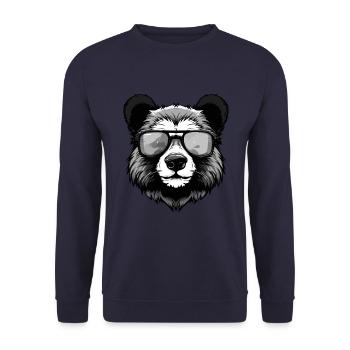 Panda Hipster Cool Party - Unisex Sweatshirt - navy - Front - Alina (178cm) & Michal (187cm)