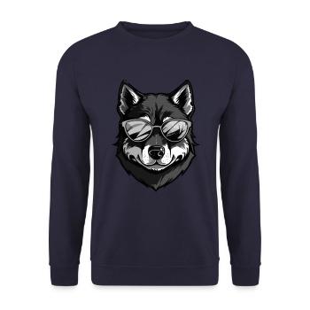 Husky Hund Hipster Cool Party - Unisex Pullover - Navy - Vorne - Alina (178cm) & Michal (187cm)