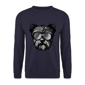 Yorkshire Terrier Chien Hipster Cool Party - Sweat-shirt Unisexe - marine - Devant - Alina (178cm) & Michal (187cm)