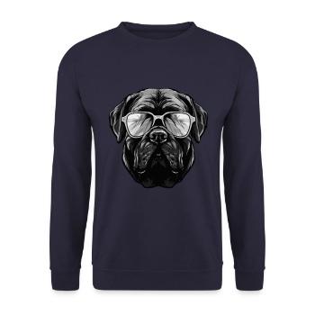 Mastiff Hund Hipster Cool Party - Unisex Pullover - Navy - Vorne - Alina (178cm) & Michal (187cm)