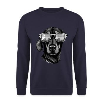 Dachshund Hund Kopf Dackel - Unisex Pullover - Navy - Vorne - Alina (178cm) & Michal (187cm)