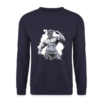 Greek Warrior Bodybuilding Gym - Unisex Pullover - Navy - Vorne - Alina (178cm) & Michal (187cm)
