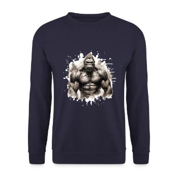 Gorille Bodybuilding Beast - Sweat-shirt Unisexe - marine - Devant - Alina (178cm) & Michal (187cm)