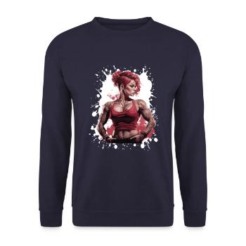 Fitness Woman Muscles Female Bodybuilder - Unisex Sweatshirt - navy - Front - Alina (178cm) & Michal (187cm)