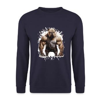 Bulldog Dog Muscles Bodybuilding - Unisex Sweatshirt - navy - Front - Alina (178cm) & Michal (187cm)