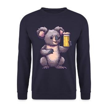 Koala Pixel Beer - Unisex Sweatshirt - navy - Front - Alina (178cm) & Michal (187cm)