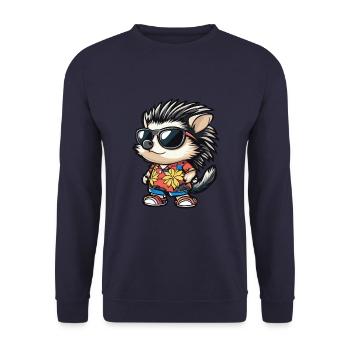 Hedgehog Comic Funny Summer - Unisex Sweatshirt - navy - Front - Alina (178cm) & Michal (187cm)