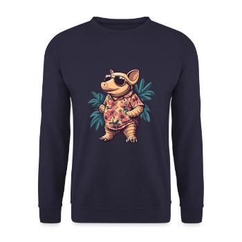 Gürteltier Lustig Sommer - Unisex Pullover - Navy - Vorne - Alina (178cm) & Michal (187cm)