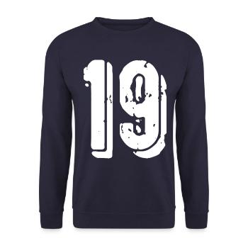 19 Zahl Trikot - Unisex Pullover - Navy - Vorne - Alina (178cm) & Michal (187cm)