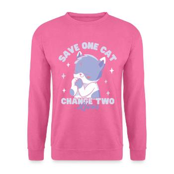 Rette eine Katze, verändere zwei Leben - Unisex Pullover - Pink - Vorne