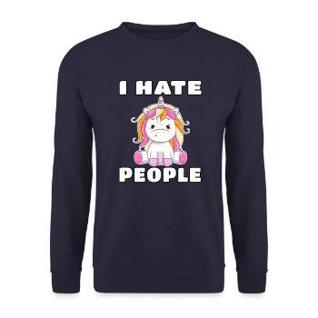 Unicorn funny cute i hate teenager gift - Unisex Sweatshirt - navy - Front - Alina (178cm) & Michal (187cm)