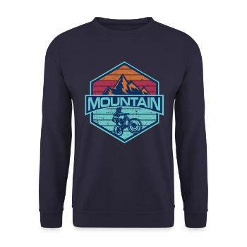 Mountainbike MTB Biker Berge Radsport Geschenk - Unisex Pullover - Navy - Vorne - Alina (178cm) & Michal (187cm)