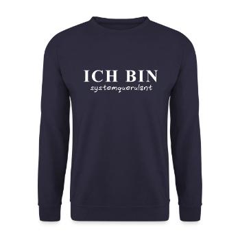 Systemrelevant - lustig - Geschenk - Protest -blck - Unisex Pullover - Navy - Vorne - Alina (178cm) & Michal (187cm)