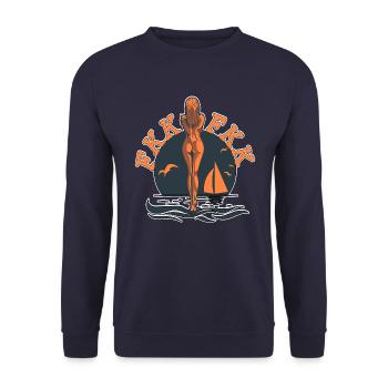 FKK baden Freikörperkultur - Unisex Pullover - Navy - Vorne - Alina (178cm) & Michal (187cm)