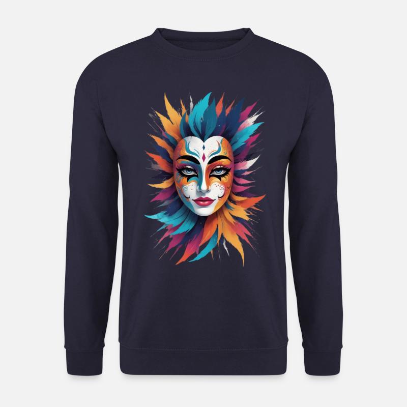 Maske mit Feder verziert - Unisex Pullover - Navy