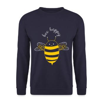 Abeille heureuse - Sweat-shirt Unisexe - marine - Devant - Alina (178cm) & Michal (187cm)