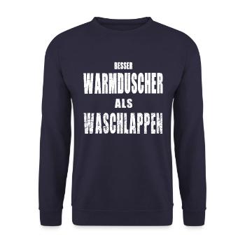 Gaspreise Gaskrise Waschlappen Geschenk lustig - Unisex Pullover - Navy - Vorne - Alina (178cm) & Michal (187cm)