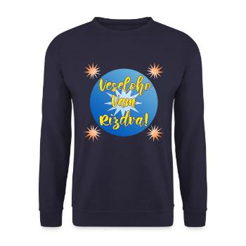 Ukrainer Ukraine Weihnachten Veseloho Vam Rizdva - Unisex Pullover - Navy - Vorne - Alina (178cm) & Michal (187cm)