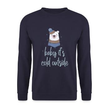 Eisbär bobble cap cold winter cold - Unisex Sweatshirt - navy - Front - Alina (178cm) & Michal (187cm)
