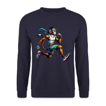 Monkey Fitness-Enthusiast Running & Jogging - Unisex Sweatshirt - navy - Front - Alina (178cm) & Michal (187cm)