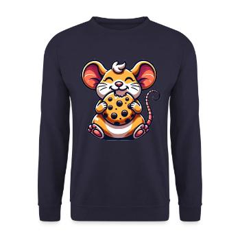 Süße Maus Keks Nachtisch Cartoon - Unisex Pullover - Navy - Vorne - Alina (178cm) & Michal (187cm)