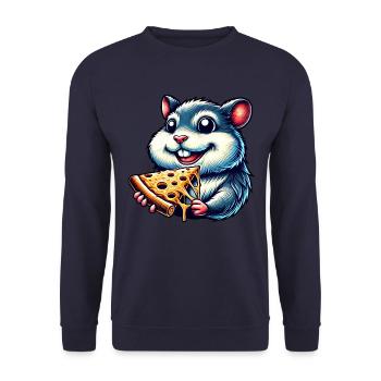 Hamster Meerschweinchen Pizza Fast Food Liebhaber - Unisex Pullover - Navy - Vorne - Alina (178cm) & Michal (187cm)