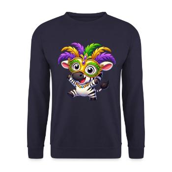 Mardi Gras Zebra Mask Carnival Disguise - Unisex Sweatshirt - navy - Front - Alina (178cm) & Michal (187cm)