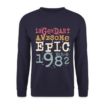 Born in 1982 Birthday Gift - Unisex Sweatshirt - navy - Front - Alina (178cm) & Michal (187cm)