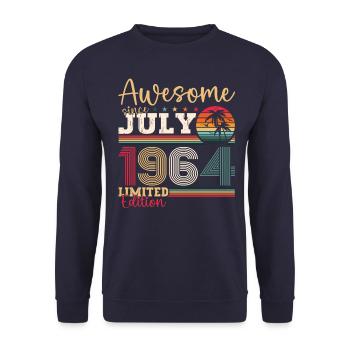 Awesome since July 1964 58th birthday Men's Fun - Unisex Sweatshirt - navy - Front - Alina (178cm) & Michal (187cm)