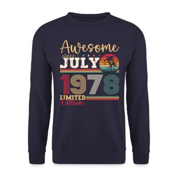 Awesome since July 1978 44th Birthday Men's Fun - Unisex Sweatshirt - navy - Front - Alina (178cm) & Michal (187cm)