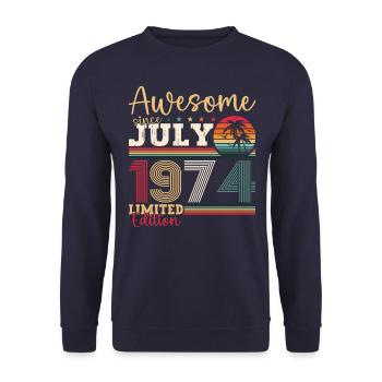 Awesome since July 1974 48th Birthday Men's Fun - Unisex Sweatshirt - navy - Front - Alina (178cm) & Michal (187cm)