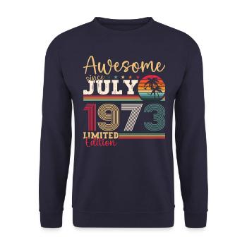Awesome since July 1973 49th birthday Men's Fun - Unisex Sweatshirt - navy - Front - Alina (178cm) & Michal (187cm)