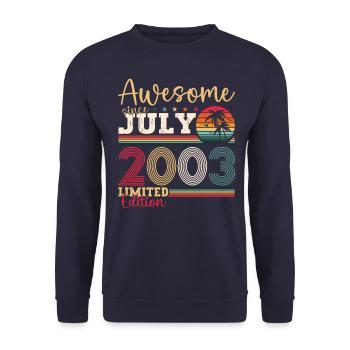 Awesome since July 2003 19th Birthday Men's Fun - Unisex Sweatshirt - navy - Front - Alina (178cm) & Michal (187cm)