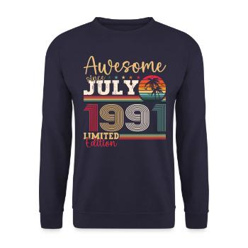 Awesome since July 1991 31st Birthday Men's Fun - Unisex Sweatshirt - navy - Front - Alina (178cm) & Michal (187cm)