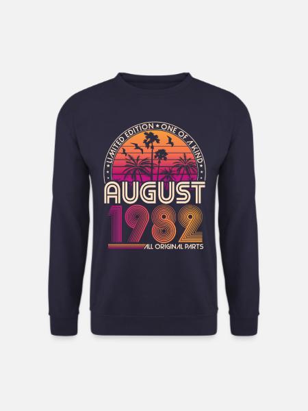 August 1982 Jahrgang Geburtstag Retro Geschenk - Unisex Pullover - Navy