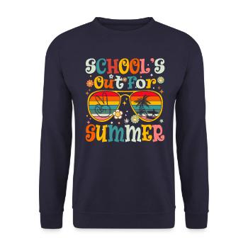 Retro School's Out For Summer, Last day of school - Unisex Sweatshirt - navy - Front - Alina (178cm) & Michal (187cm)