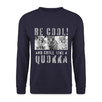 Soyez cool et souriez comme un Quokka (2) - Sweat-shirt Unisexe - marine - Devant - Alina (178cm) & Michal (187cm)