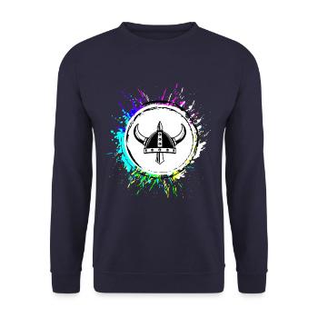 Viking Helmet - Unisex Sweatshirt - navy - Front - Alina (178cm) & Michal (187cm)