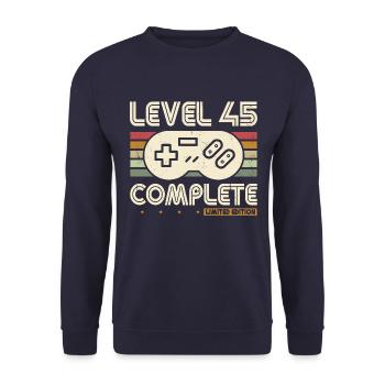 45e anniversaire niveau 45 Complete 45 ans cadeau - Sweat-shirt Unisexe - marine - Devant - Alina (178cm) & Michal (187cm)