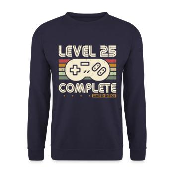25ème anniversaire niveau 25 Complete 25 ans cadeau - Sweat-shirt Unisexe - marine - Devant - Alina (178cm) & Michal (187cm)