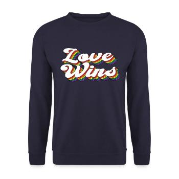 Love Wins LGBTQ Rainbow Gay Pride CSD - Unisex Sweatshirt - navy - Front - Alina (178cm) & Michal (187cm)