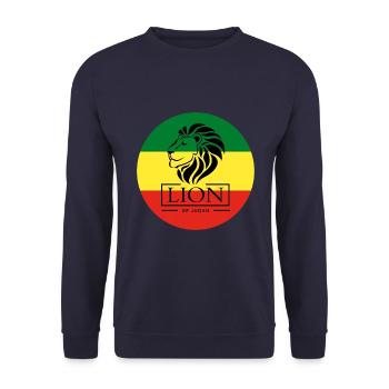 Lion of Judah - Jah Rastafari Reggae Roots Shirt - Unisex Pullover - Navy - Vorne - Alina (178cm) & Michal (187cm)